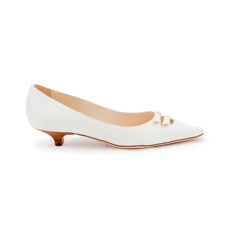 Women Emma Hope | 2 Bow Low Court Satin Ivory