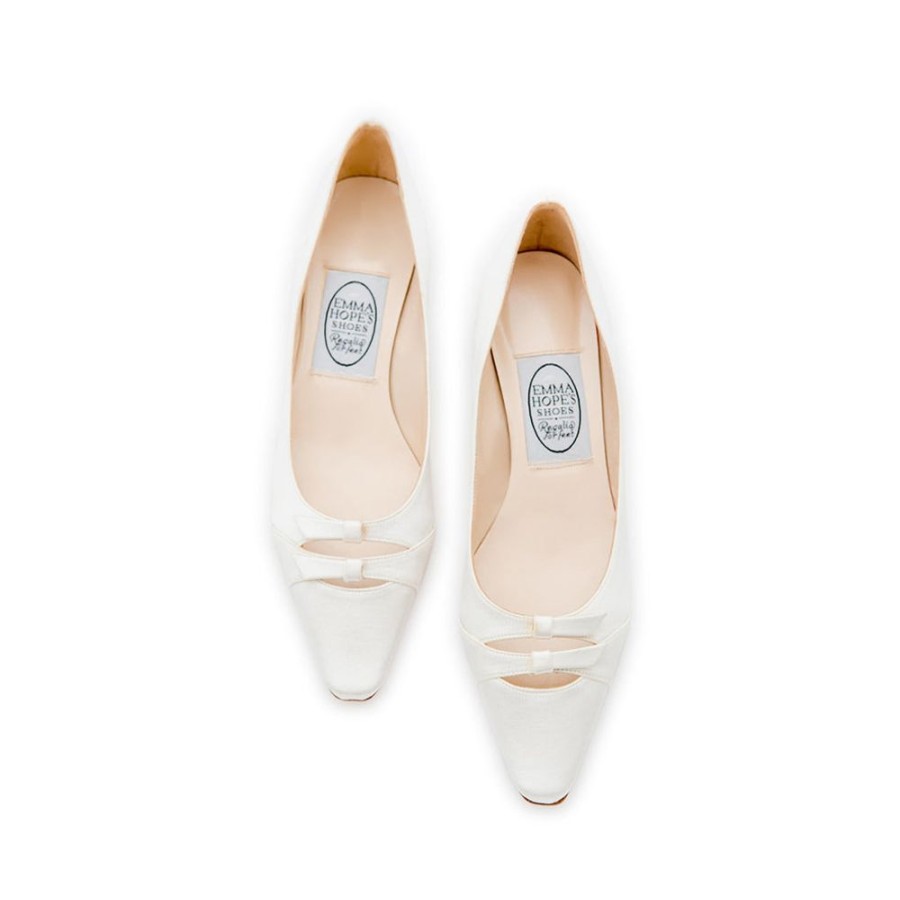 Women Emma Hope | 2 Bow Low Court Satin Ivory