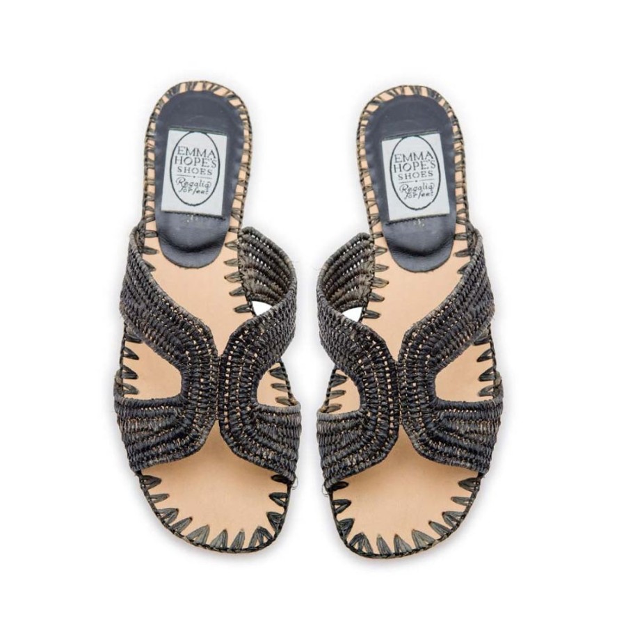 Women Emma Hope | Raffia H Sandal Black