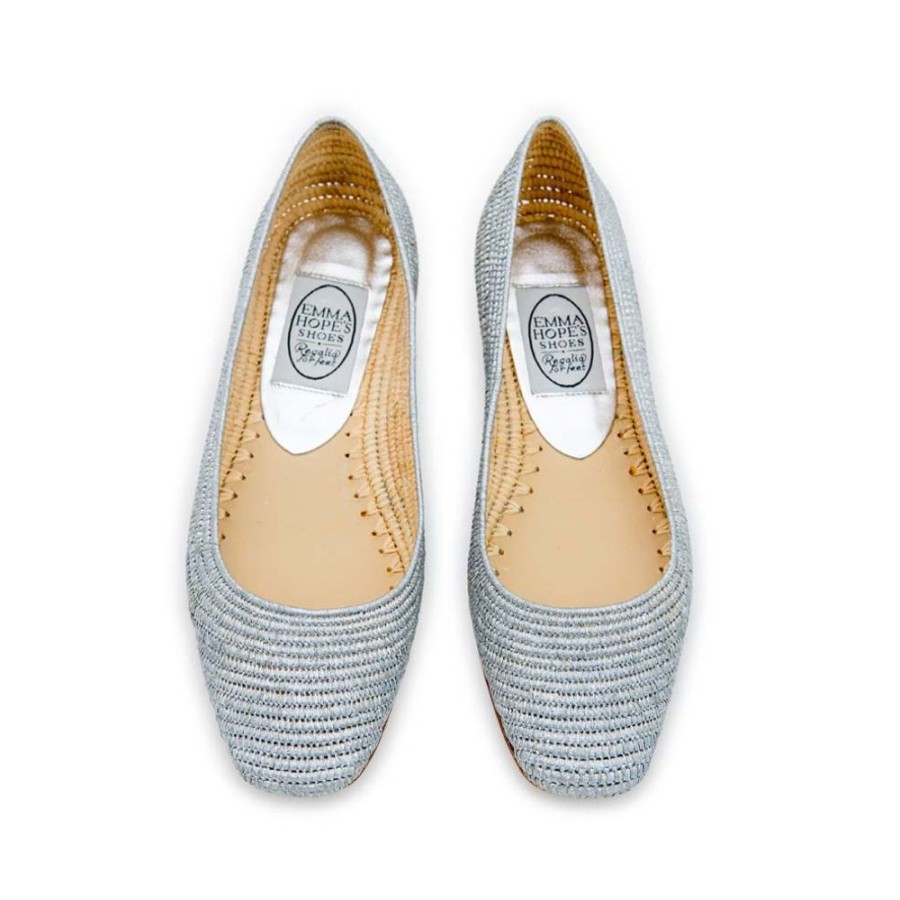 Women Emma Hope | Raffia Chisel Ballet Silver