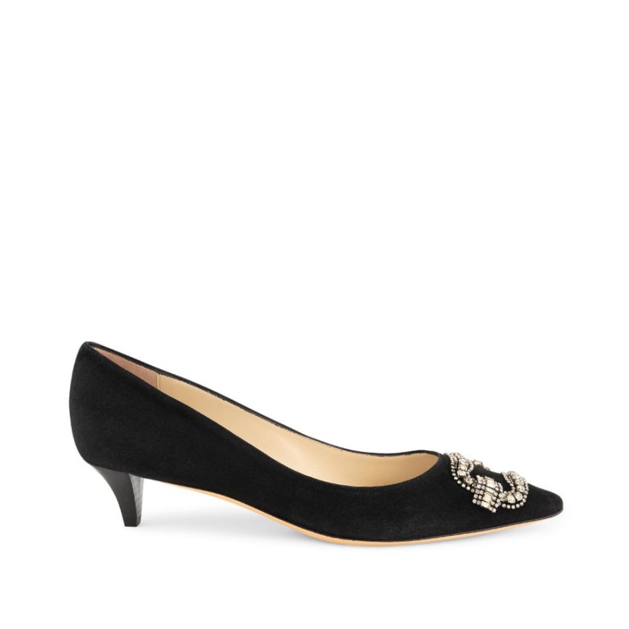 Women Emma Hope | Deco Buckle Mid Court Suede Black