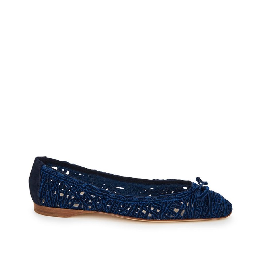 Women Emma Hope | Criss Cross Velvet Ribbon Ballet Inky Blue