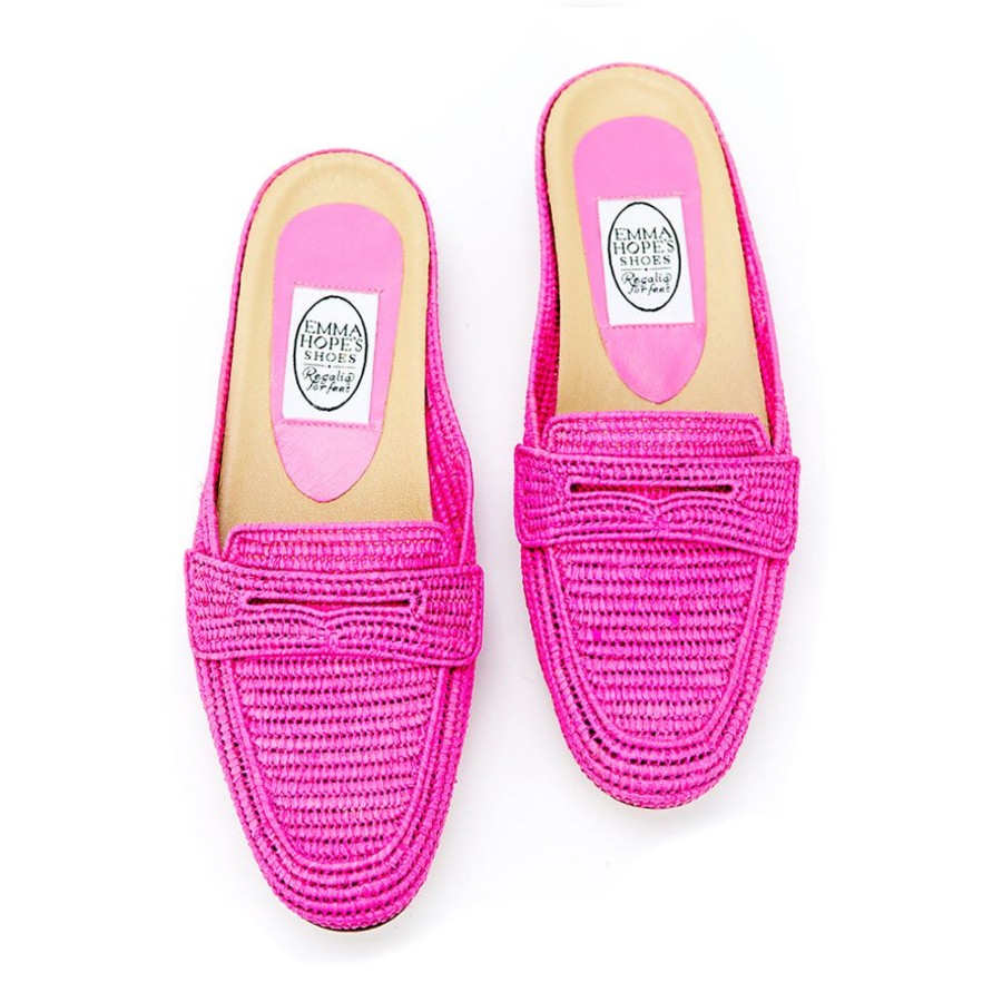 Women Emma Hope | Mocassin Raffia Mule Pink