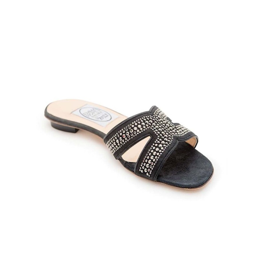 Women Emma Hope | Metal Strass H Sandal-Grey Suede Charcoal