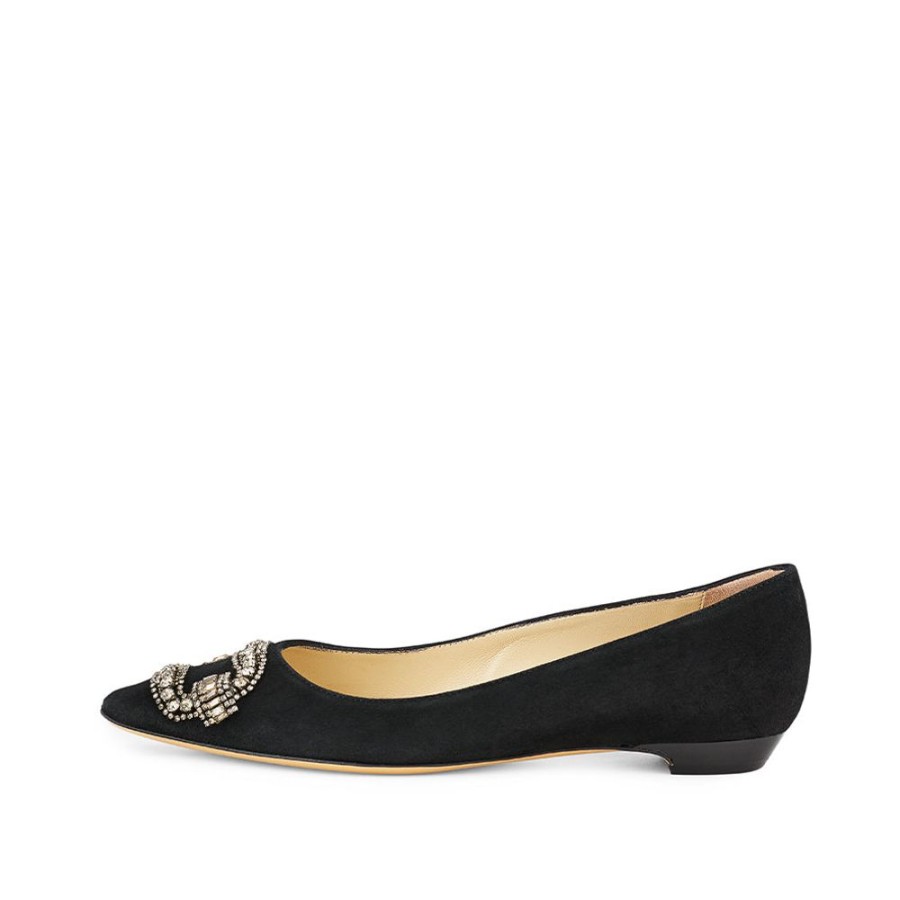 Women Emma Hope | Deco Buckle Low Ballet Suede Black