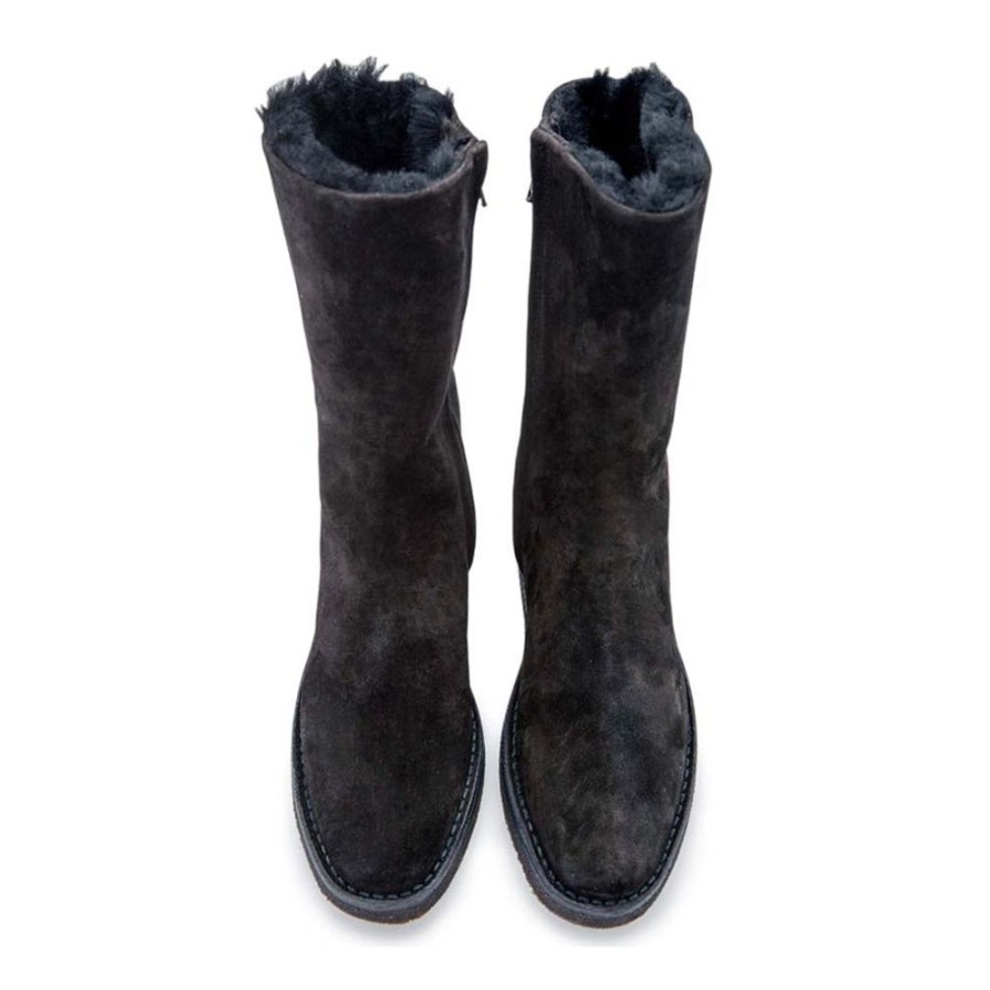 Women Emma Hope | Shearling Mid Boot Suede Black