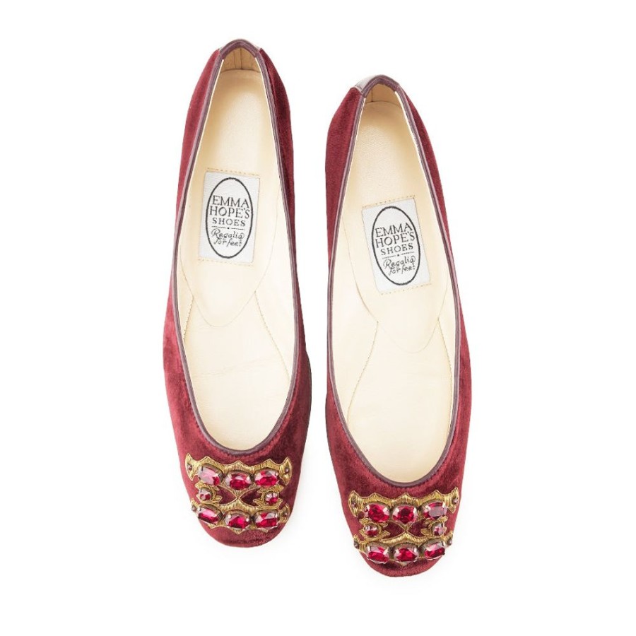 Women Emma Hope | Jewelled Buckle Ballet Ruby