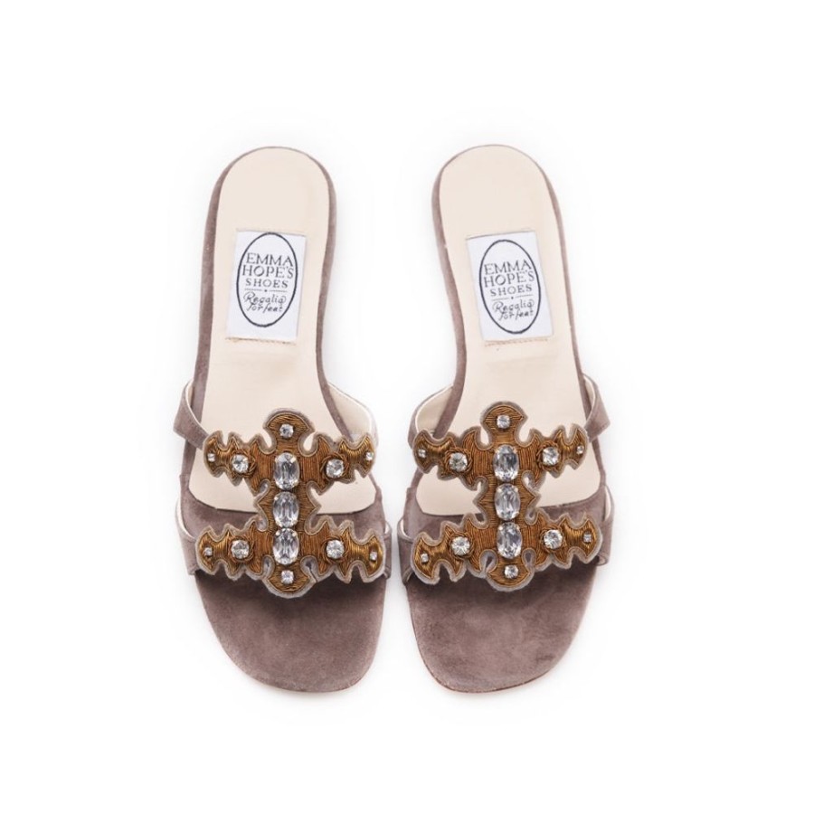 Women Emma Hope | Jewelled H Sandal Taupe