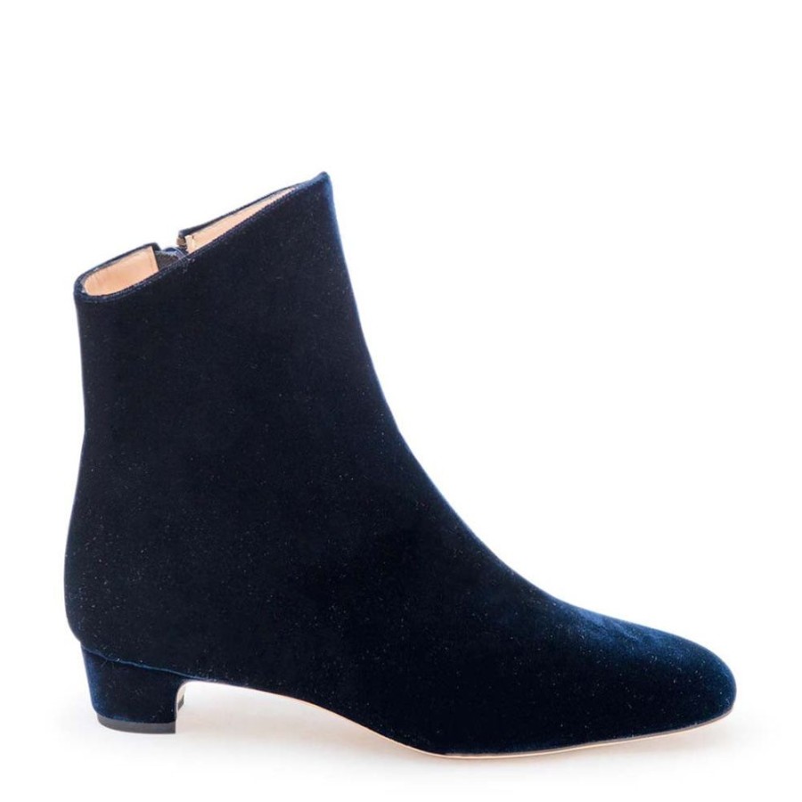 Women Emma Hope | Zippo Boot Low-Inky Blue Velvet Navy