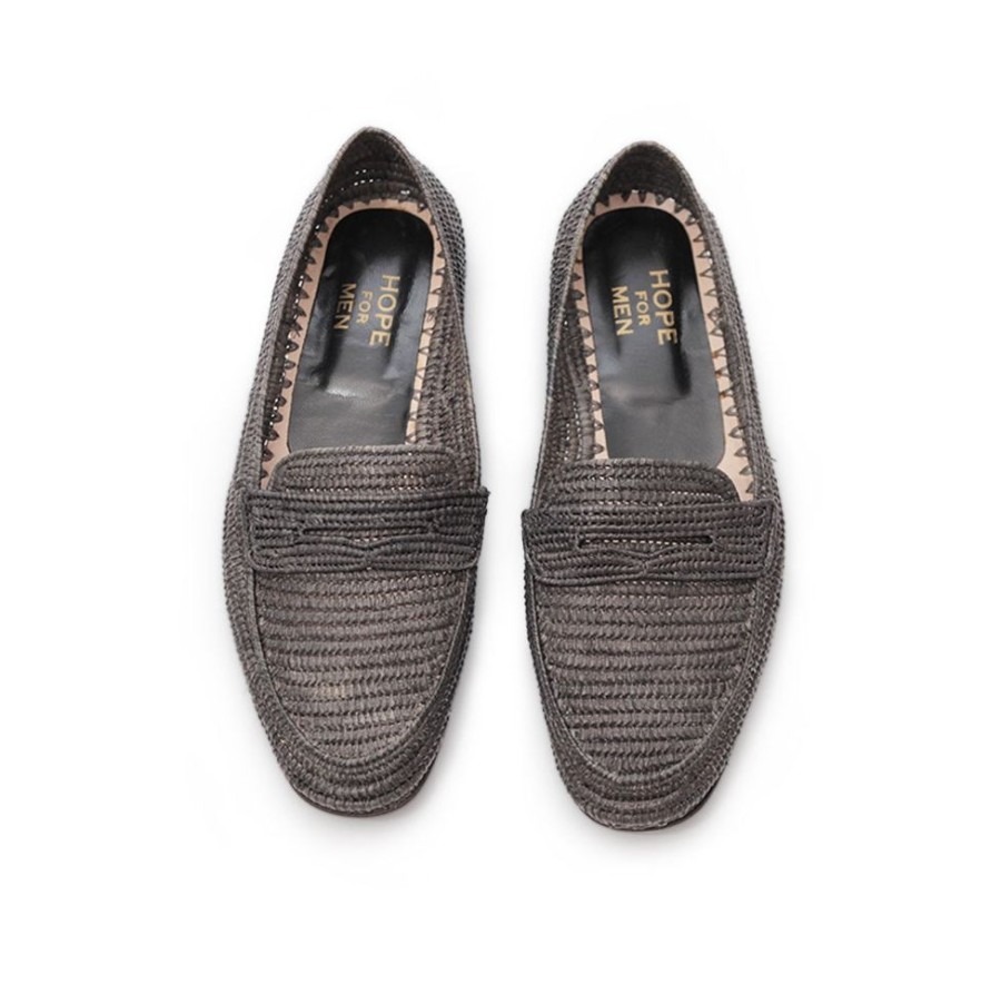 Men Emma Hope | Raffia Penny Moc Black