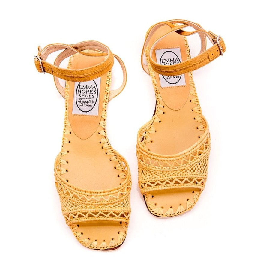 Women Emma Hope | Zig Zag Raffia Open Flat Sandal Natural