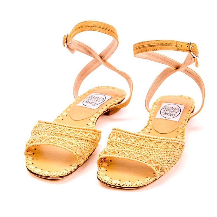 Women Emma Hope | Zig Zag Raffia Open Flat Sandal Natural