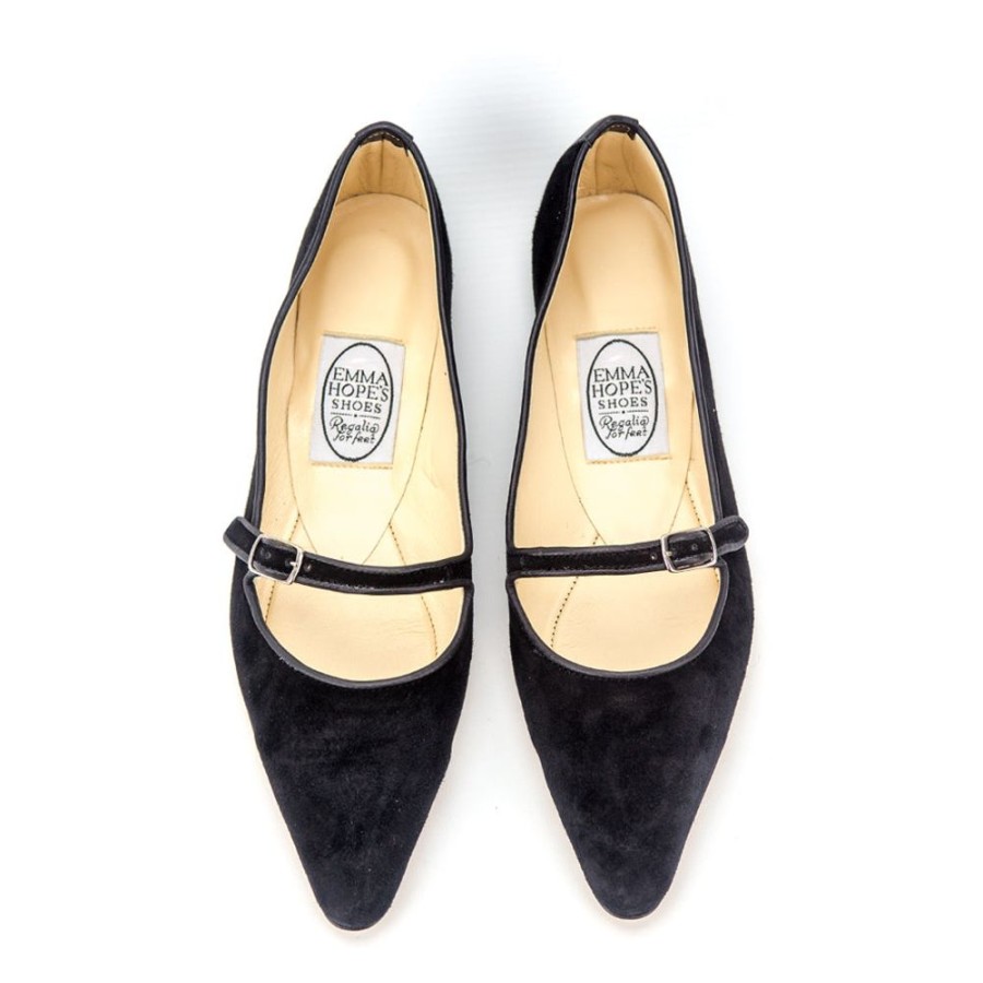 Women Emma Hope | 70'S Strap+Bar Shoe Low Ballet-Suede Black