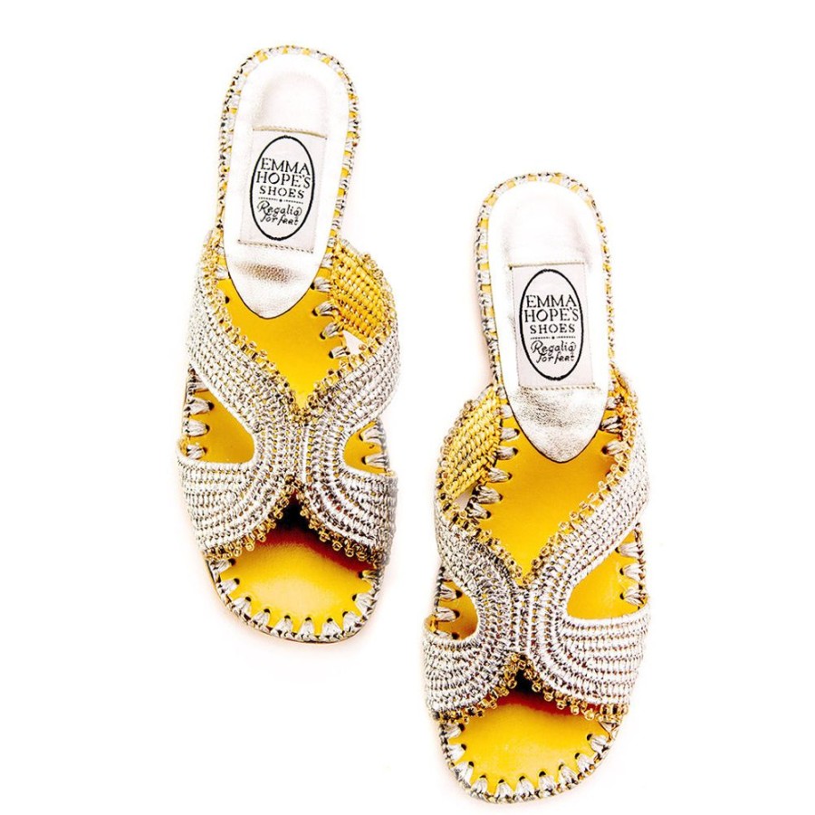 Women Emma Hope | H Sandal Raffia Beaded Silver