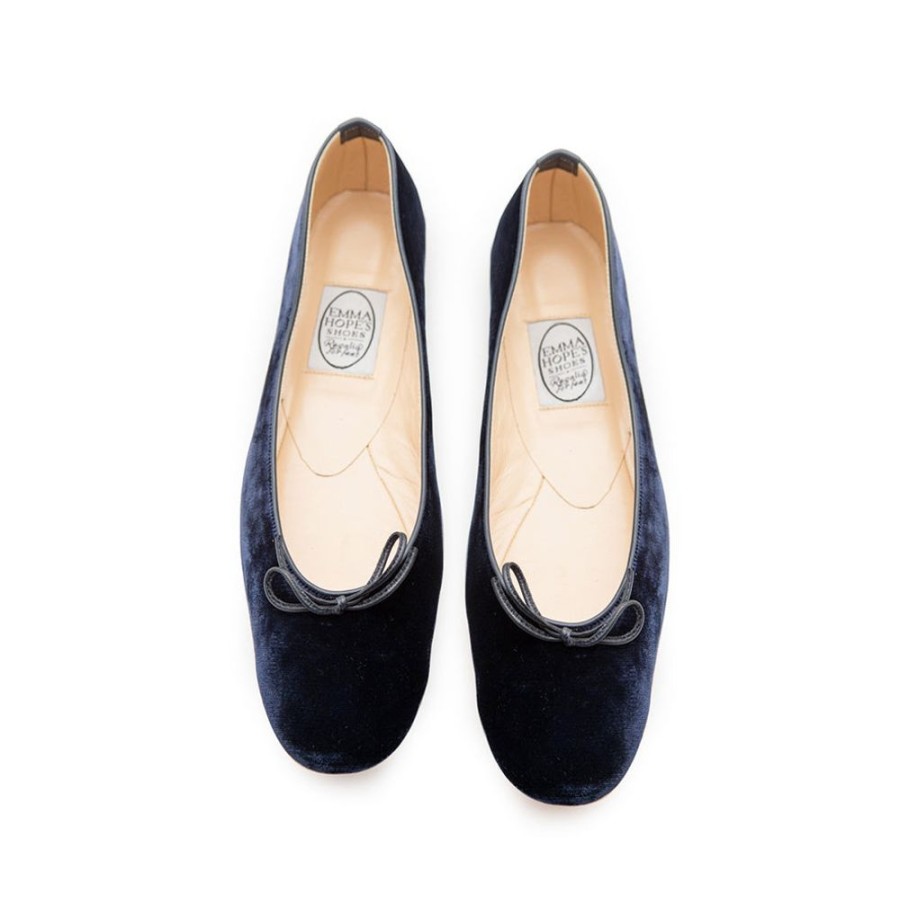 Women Emma Hope | Round Tie Ballet Velvet Inky Blue