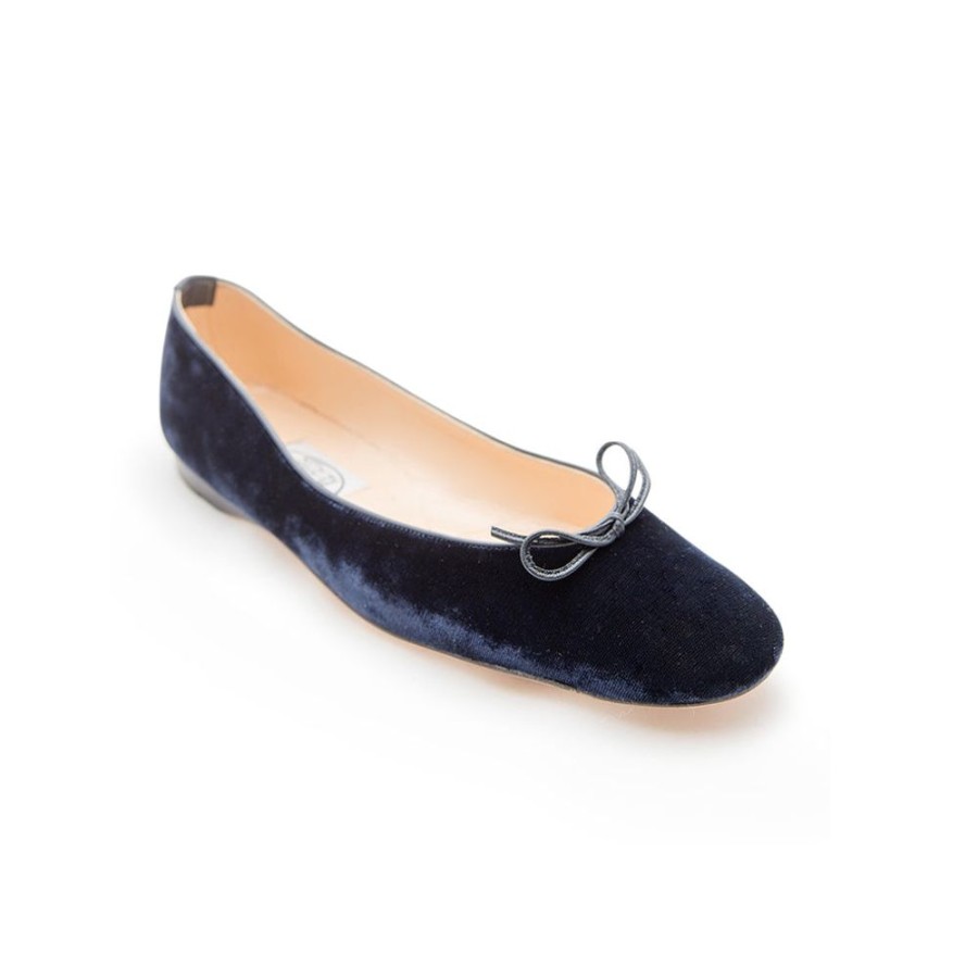 Women Emma Hope | Round Tie Ballet Velvet Inky Blue