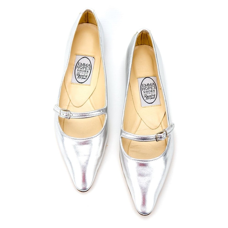 Women Emma Hope | 70'S Strap+Bar Shoe Low Ballet Silver