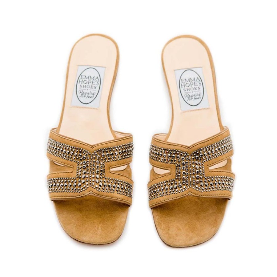 Women Emma Hope | Metal Strass H Sandal Suede Tan