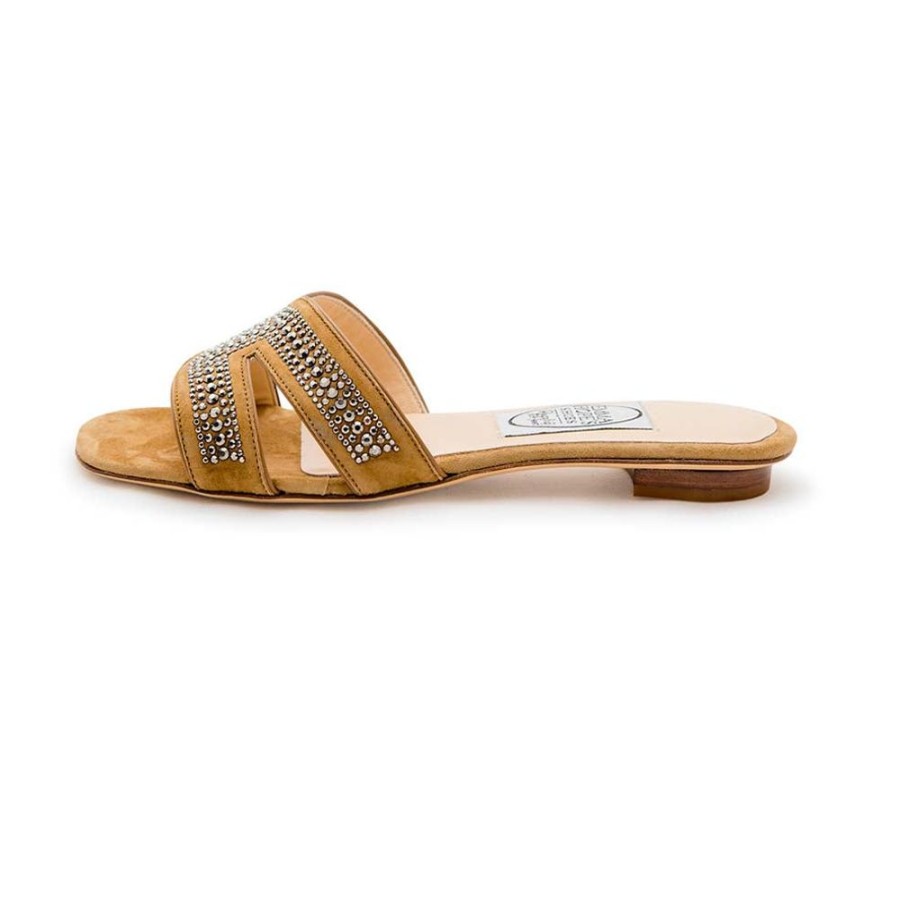 Women Emma Hope | Metal Strass H Sandal Suede Tan