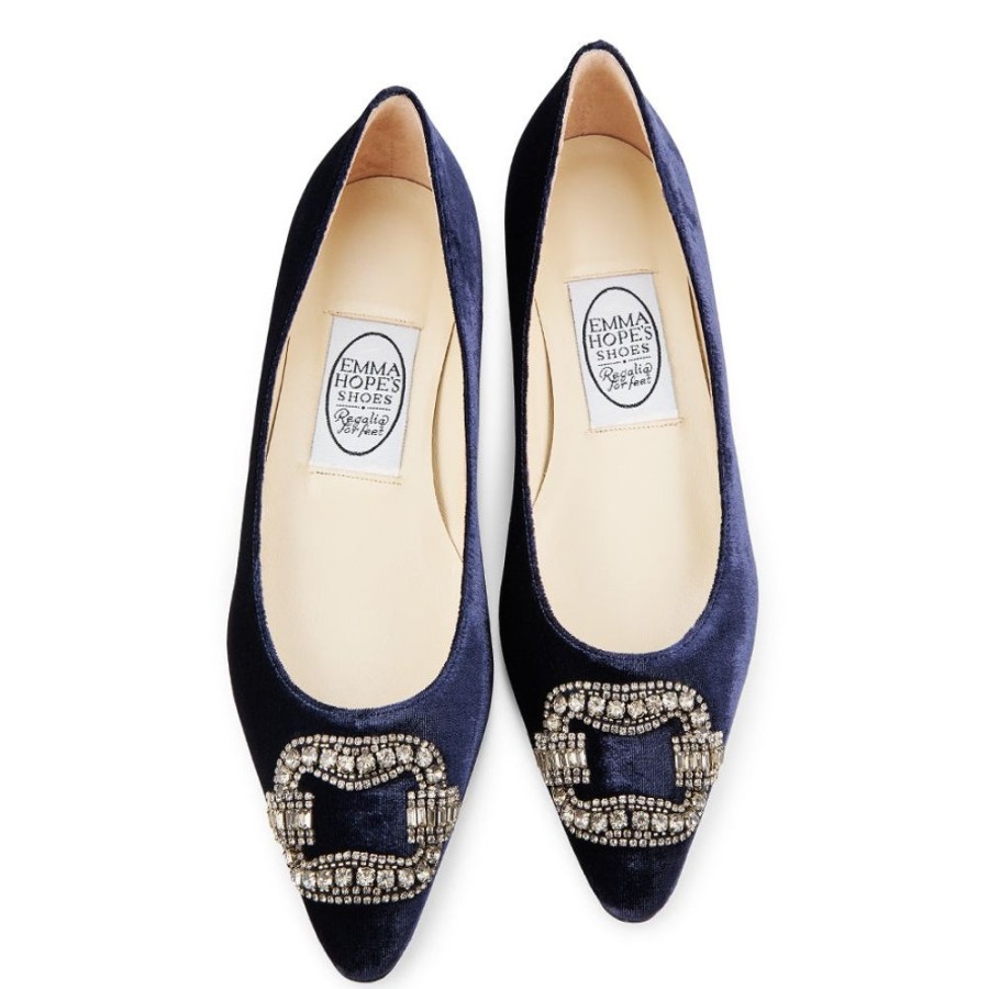 Women Emma Hope | Deco Buckle Low Ballet Inky Blue