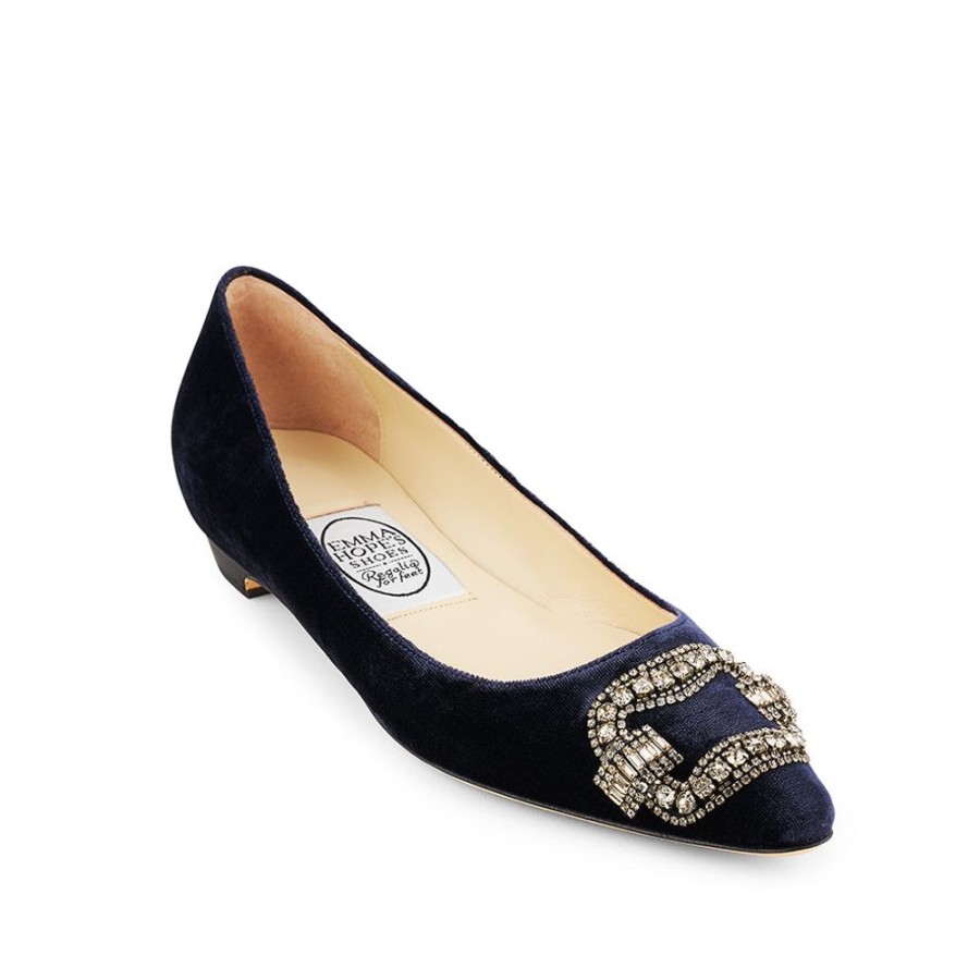 Women Emma Hope | Deco Buckle Low Ballet Inky Blue