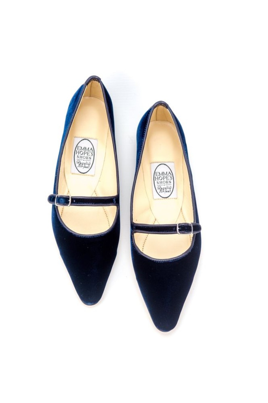 Women Emma Hope | 70'S Strap+Bar Shoe Low Ballet Velvet Oceano